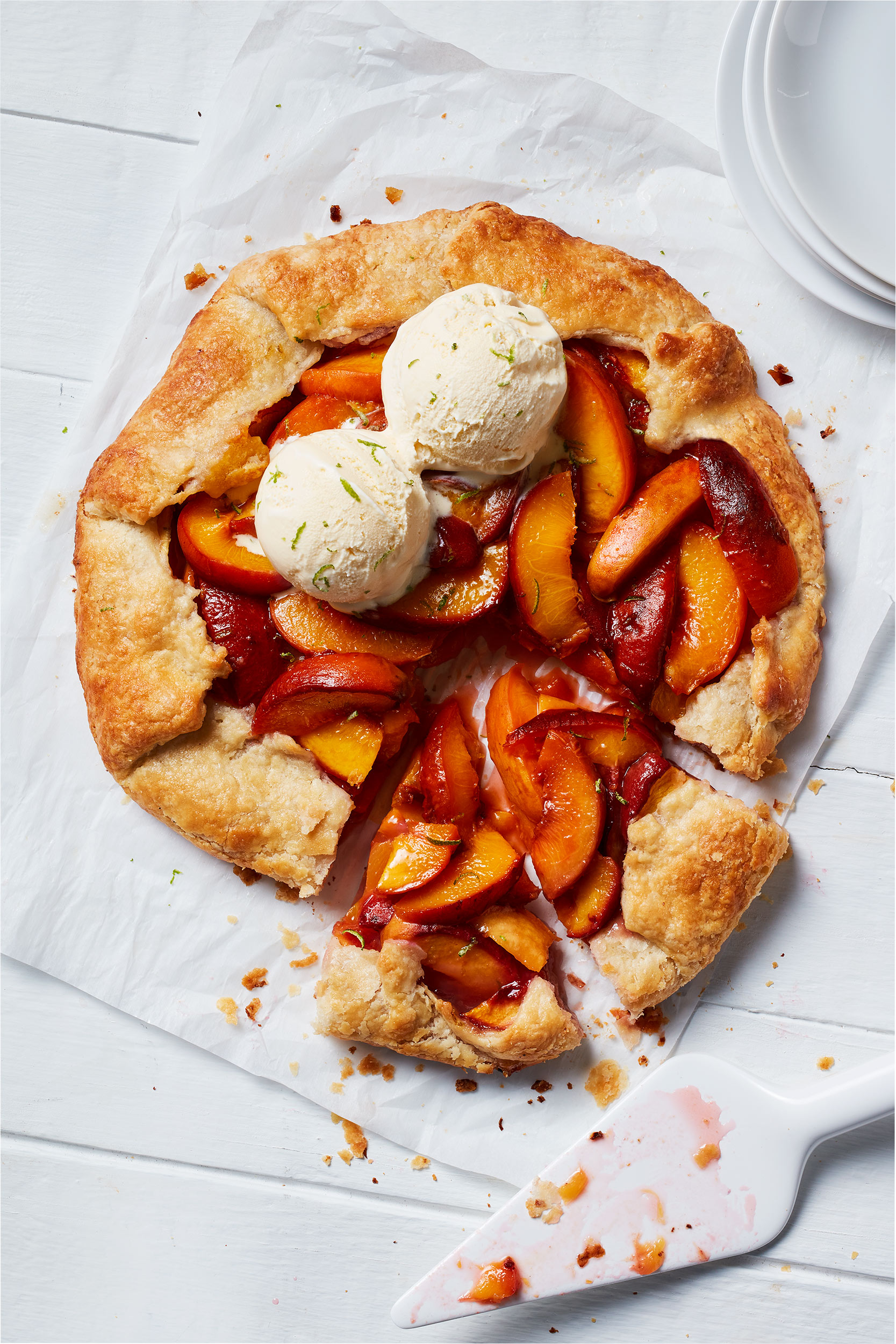 Peach Galette With Ice Cream