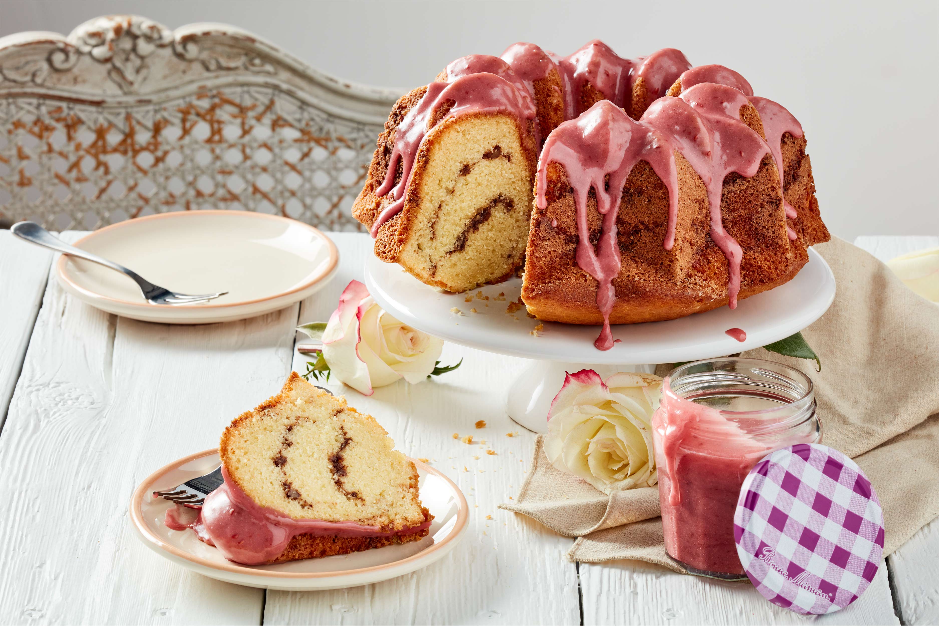 Raspberry Rose Bundt Cake